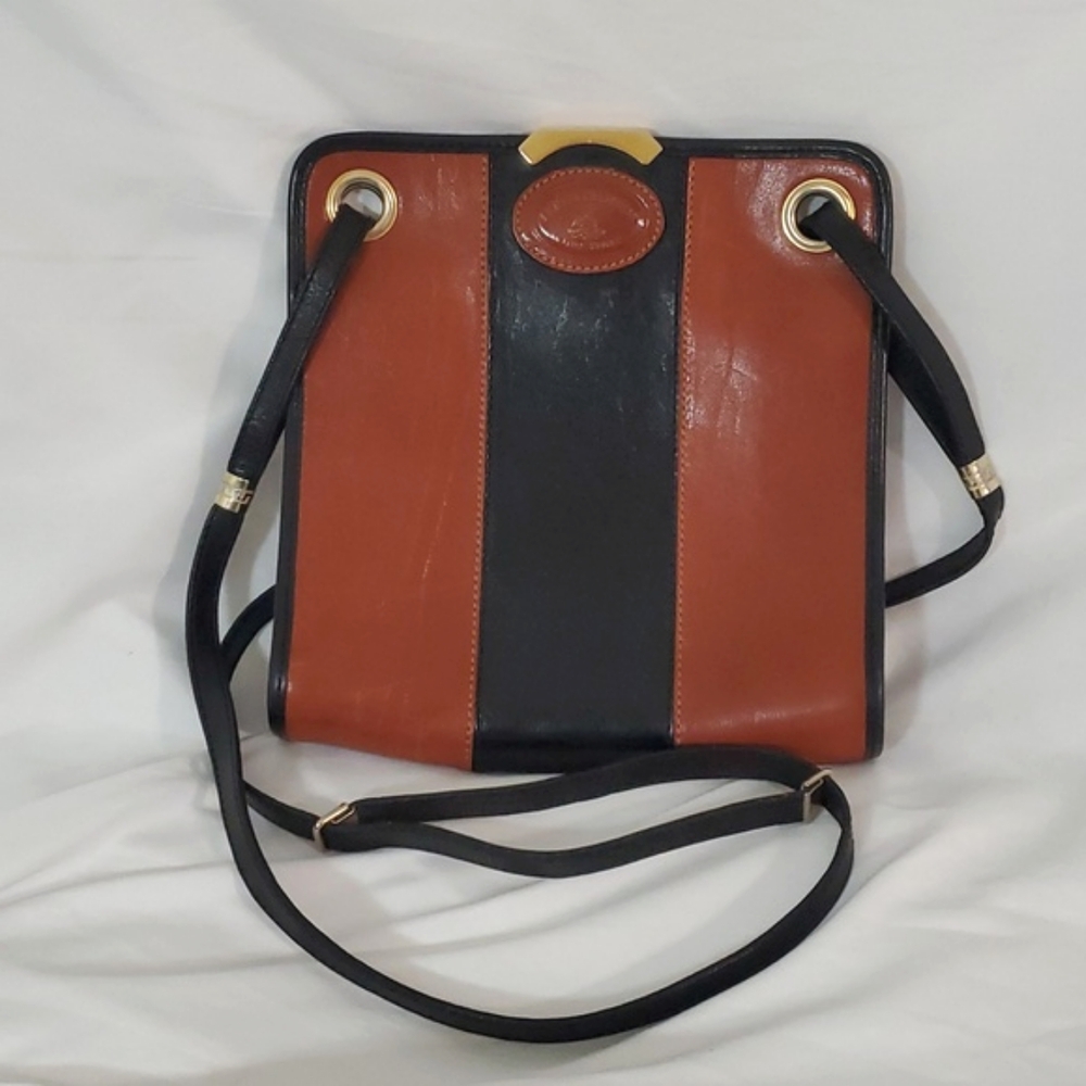Vintage Aldo Filosini Rome Italy Leather Craftsman Purse Shoulder Bag 90s Panel